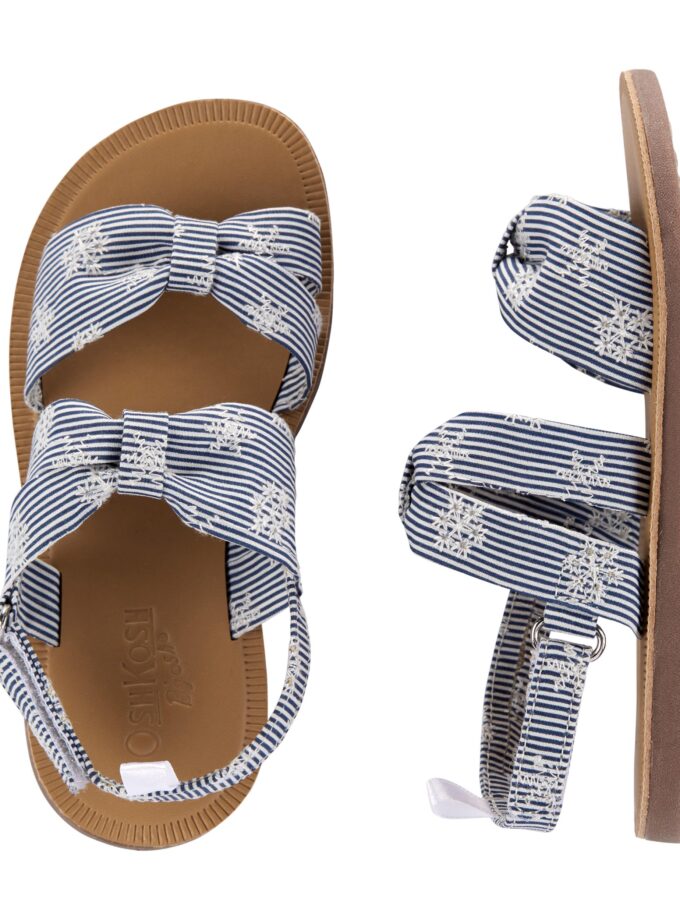 Striped Knot Bow Sandals, US 10